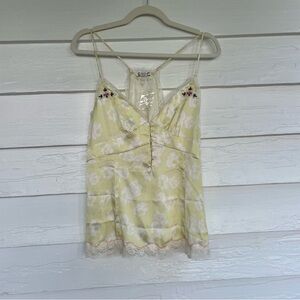 Free People Yellow and White Embellished Camisole